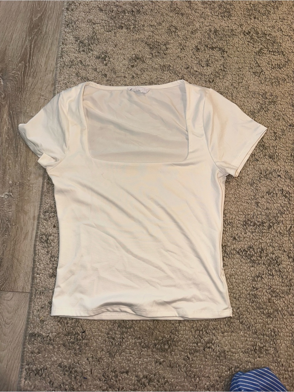 Square Neck Short Sleeve Tee in White